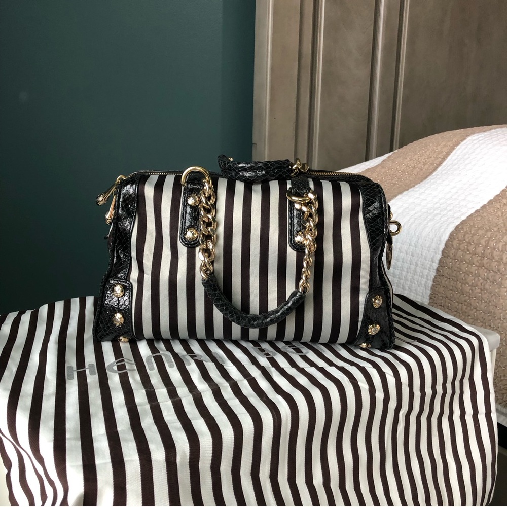 Striped Black and White Women's Handbag